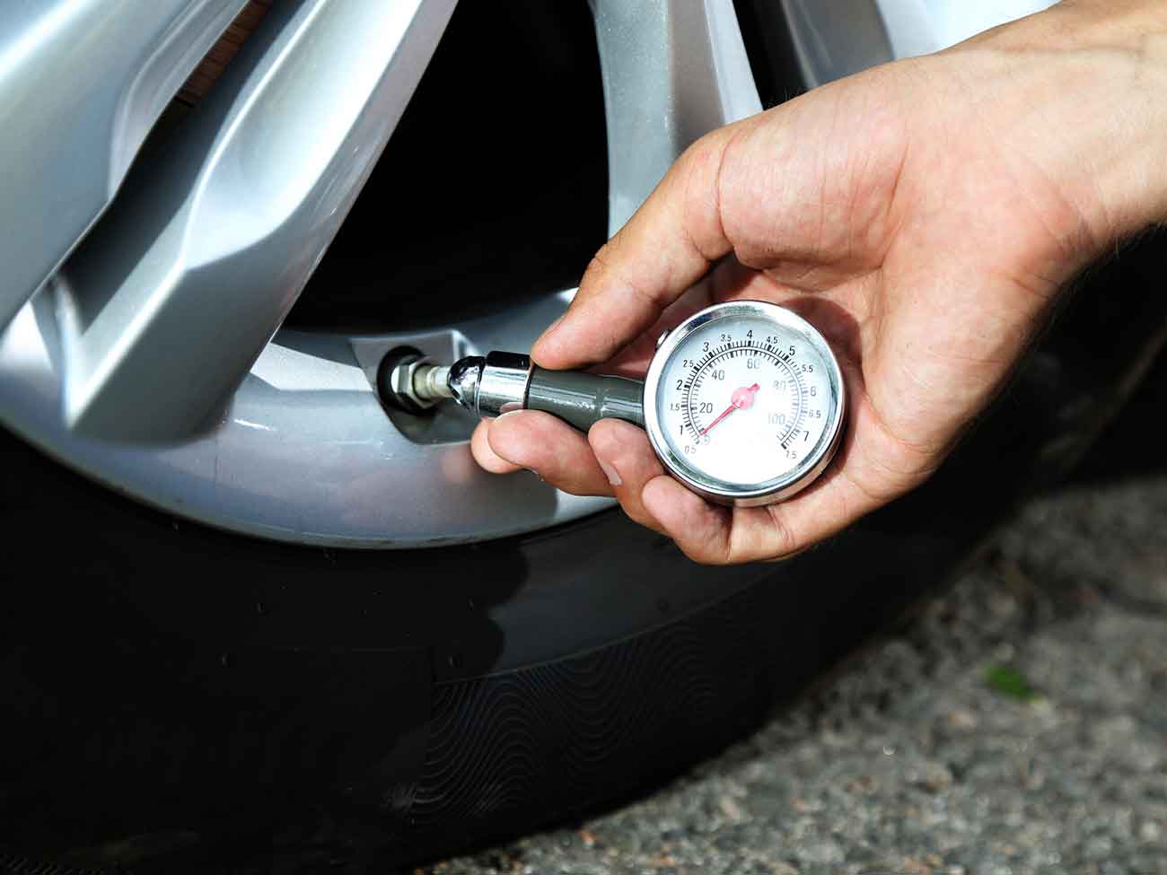 Car tyre being inflated