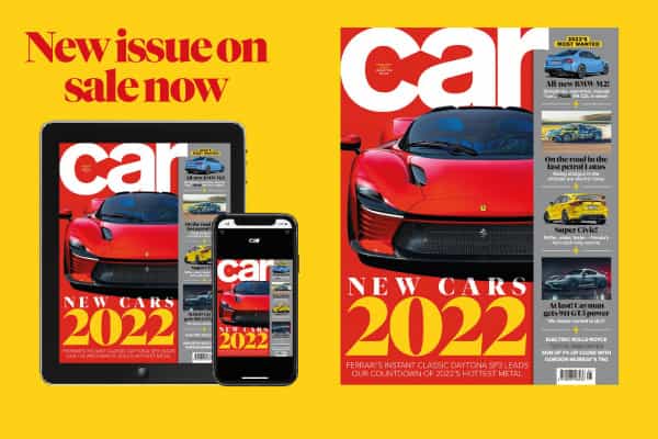 Car magazine graphic on tablet