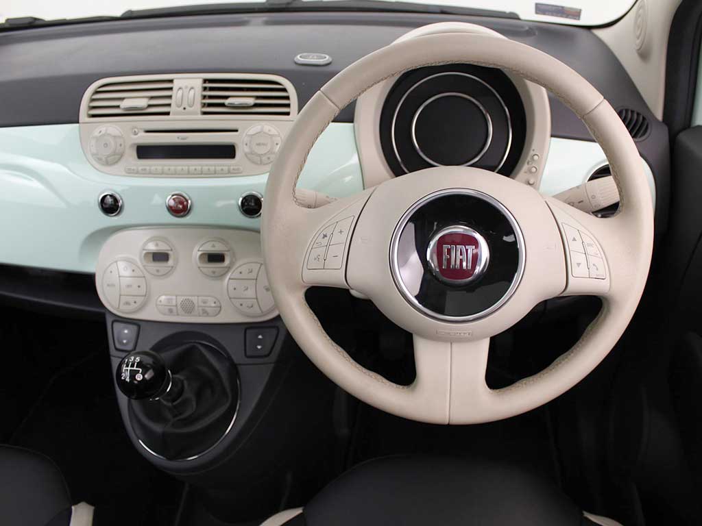 Cream interior of Fiat 500