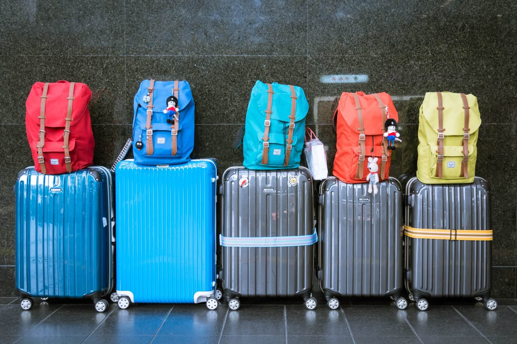 Group of family suitcases