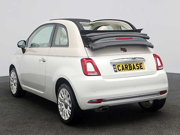 Fiat 500 back view in showroom
