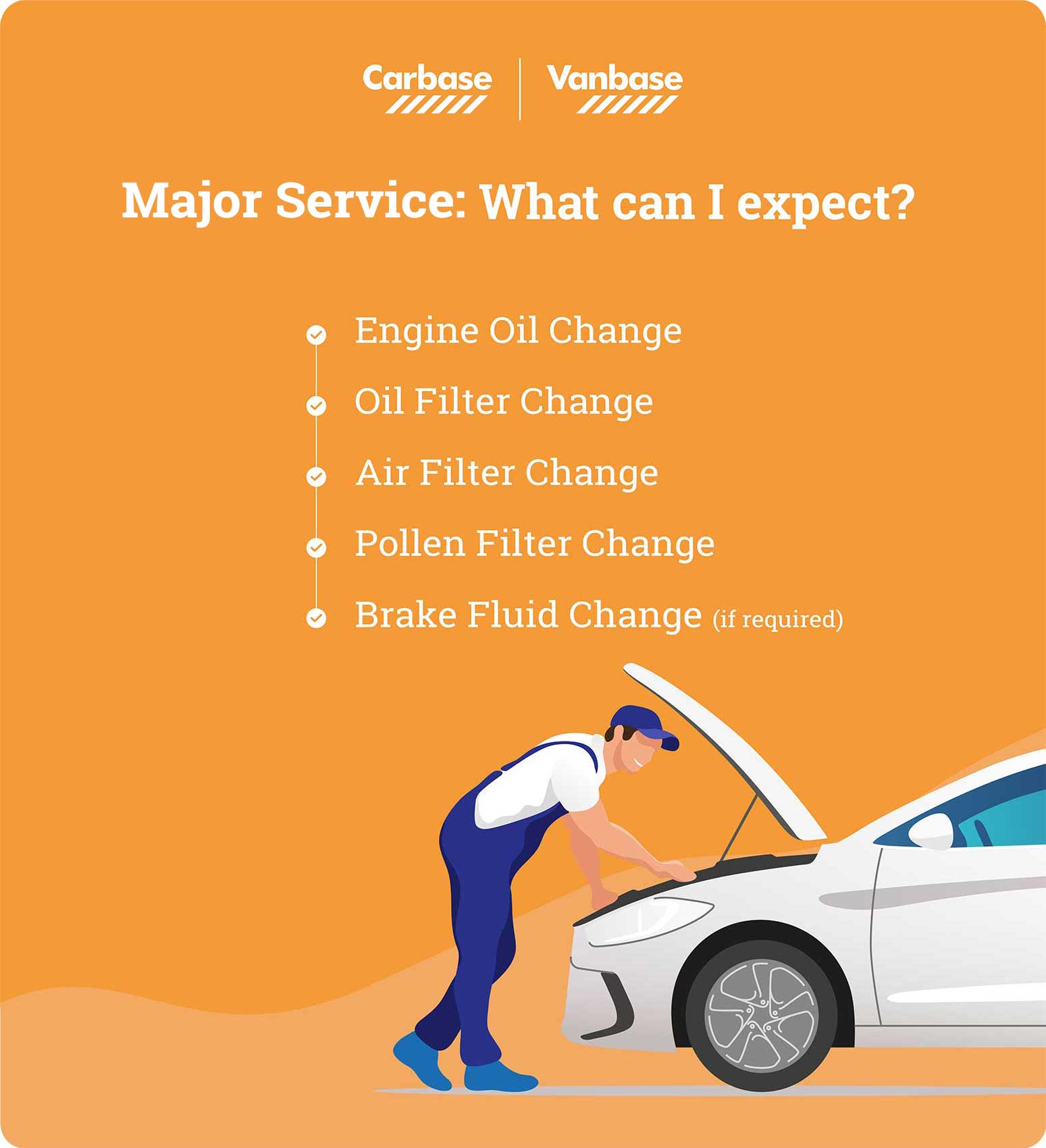 Bullet point list of what to expect from a full service